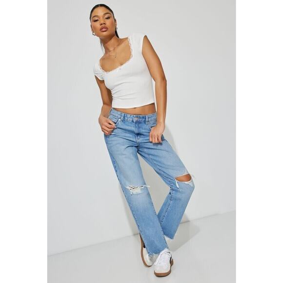 NWOT Garage Denim Medium Wash Vintage Straight Leg Mid Rise Distressed Jeans 26 - Picture 9 of 9